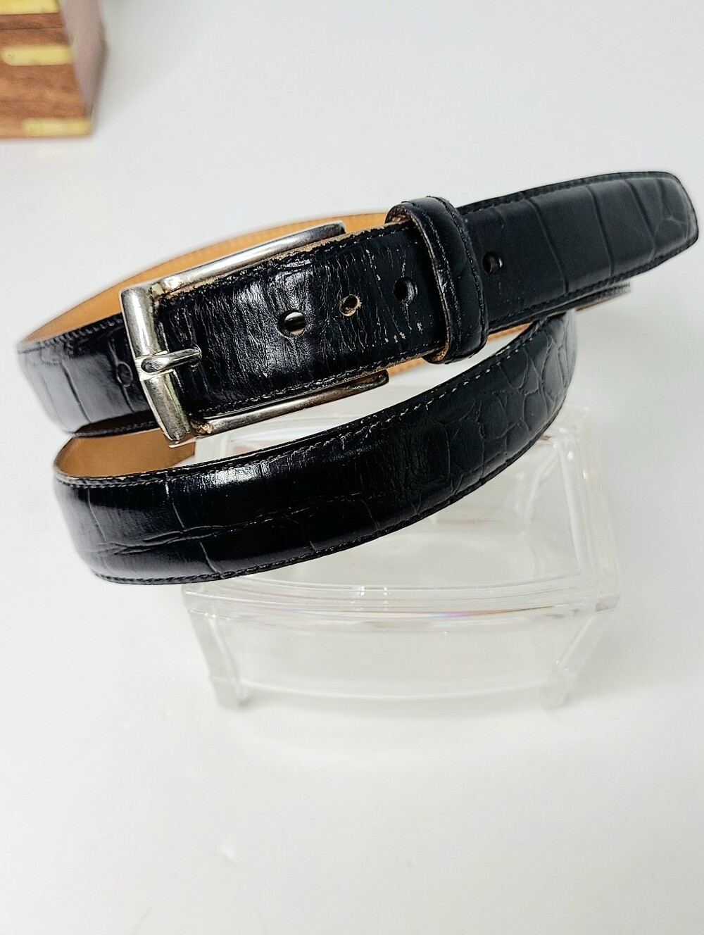 Distressed Imported Alligator Grain Steerhide Made In USA Vintage Belt